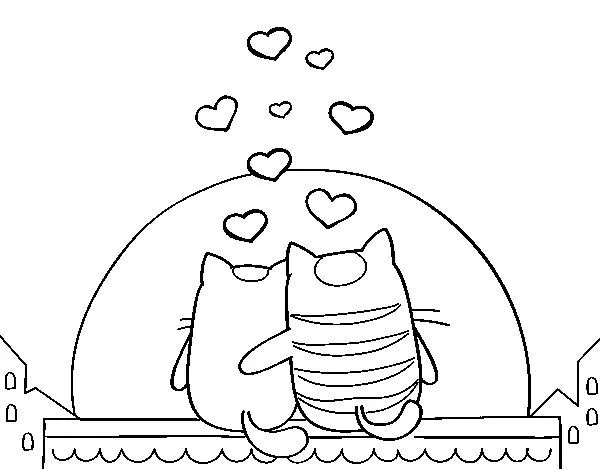 Dibujo de Gatitos a la luz de la luna para Colorear - Dibujos.net Dibujo de Gatitos a la luz de la luna para Colorear - Dibujos.net