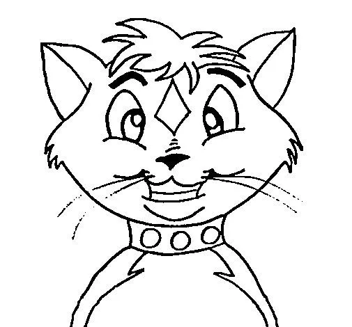 Dibujo de Gato con collar para Colorear - Dibujos.net Dibujo de Gato con collar para Colorear - Dibujos.net