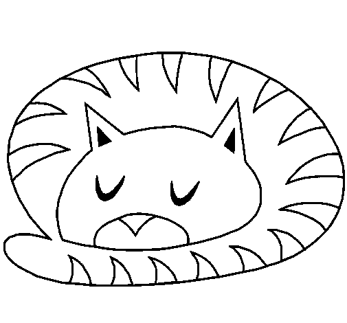 Dibujo de Gato durmiendo para Colorear - Dibujos.net Dibujo de Gato durmiendo para Colorear - Dibujos.net