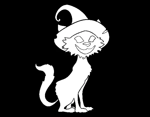 Dibujo de Gato embrujado para Colorear - Dibujos.net