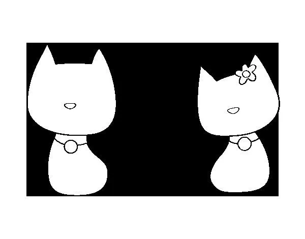 Dibujo de Gatos enamorados para Colorear - Dibujos.net Dibujo de Gatos enamorados para Colorear - Dibujos.net