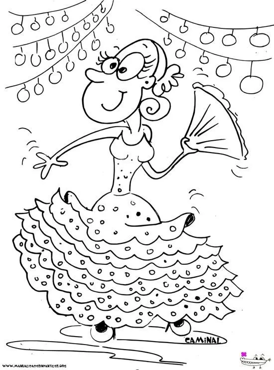 Dibujo de Gitana Feria de Abril. Puedes colorear y descargar ... Dibujo de Gitana Feria de Abril. Puedes colorear y descargar ...