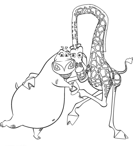 Gloria And Melman Coloring page | Free Printable Coloring Pages