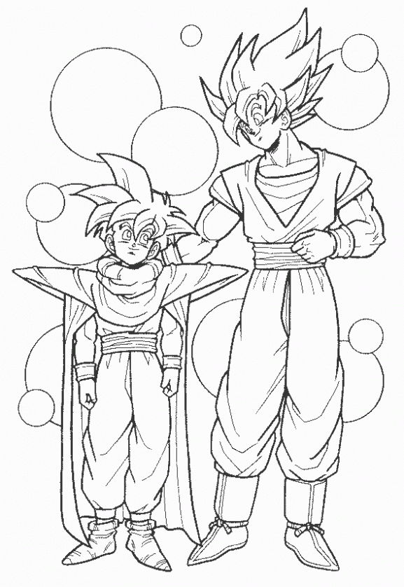 Dibujo de Son Goku y Son Gohan para colorear. Dibujos infantiles ...