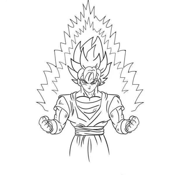 Dibujo de goku super guerrero tercera fase para colorear | Para-Colorear.com Dibujo de goku super guerrero tercera fase para colorear | Para-Colorear.com
