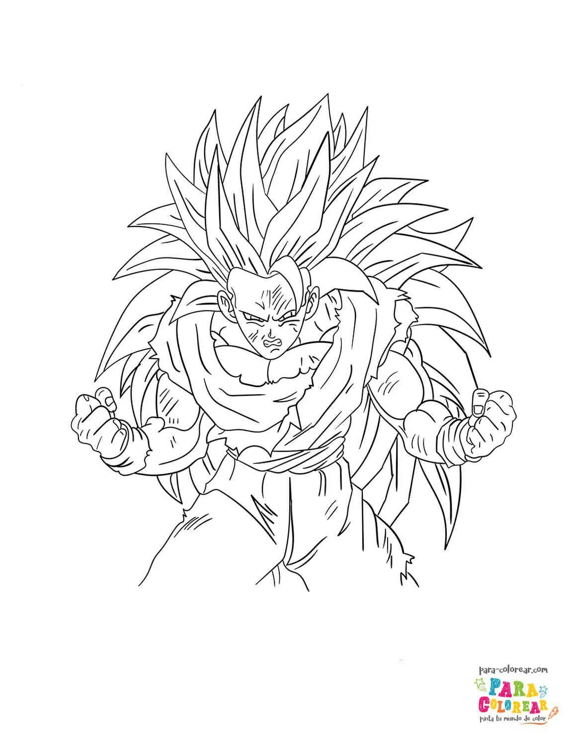 Dibujo de goku super saiyan tercera fase para colorear | Para-Colorear.com Dibujo de goku super saiyan tercera fase para colorear | Para-Colorear.com