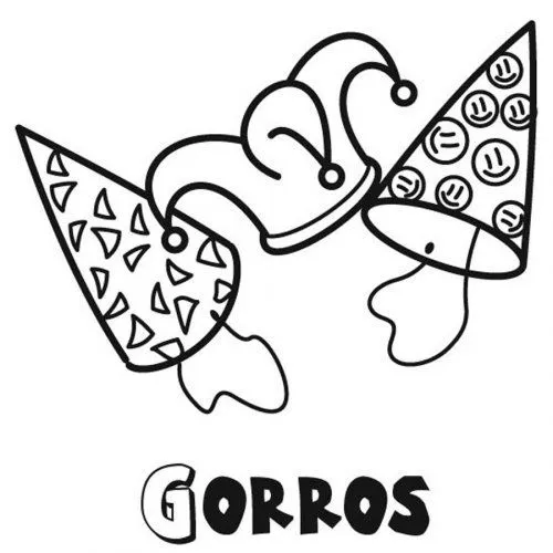 Dibujo de gorros de cumpleaños para colorear - Dibujos para ... Dibujo de gorros de cumpleaños para colorear - Dibujos para ...