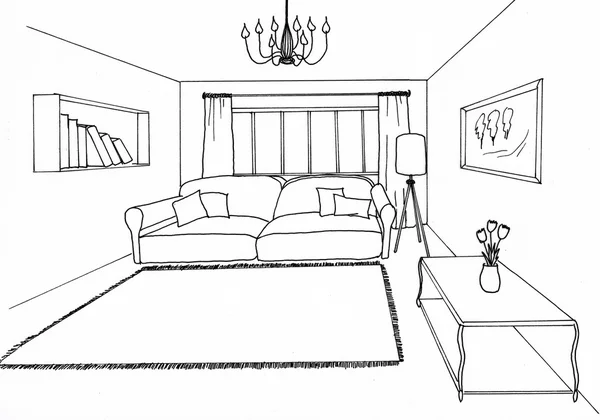 Dibujo gráfico, sala de estar — Foto stock © irogova #28020725 Dibujo gráfico, sala de estar — Foto stock © irogova #28020725