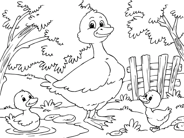 Colorear Pato con patitos - Dibujos de Animales de la granja para ... Colorear Pato con patitos - Dibujos de Animales de la granja para ...