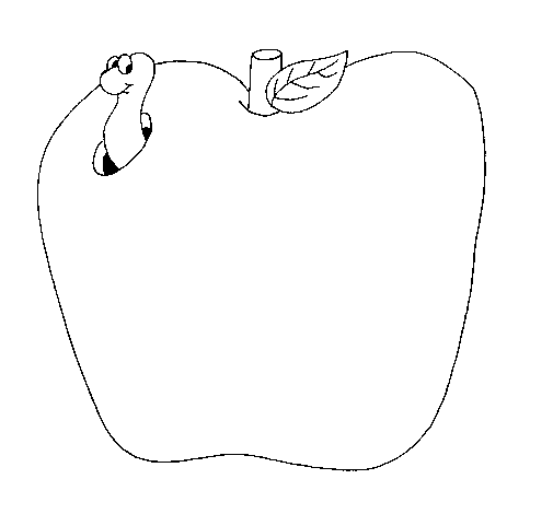 Dibujo de Gusano en la fruta para Colorear - Dibujos.net Dibujo de Gusano en la fruta para Colorear - Dibujos.net