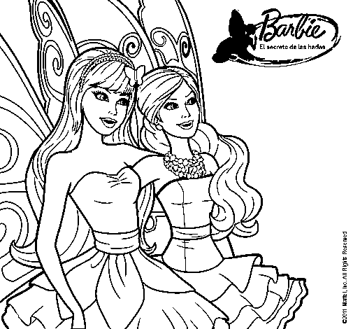 Dibujo de Hadas abrazadas para Colorear - Dibujos.net Dibujo de Hadas abrazadas para Colorear - Dibujos.net