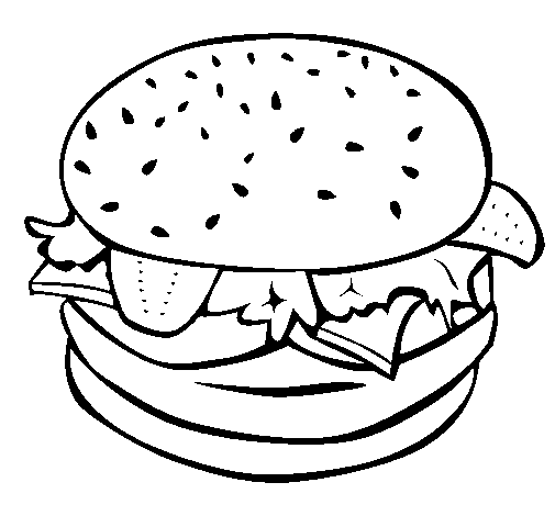 Dibujo de Hamburguesa completa para Colorear - Dibujos.net Dibujo de Hamburguesa completa para Colorear - Dibujos.net