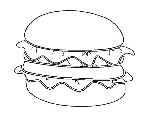Dibujo de Hamburguesa con lechuga para Colorear - Dibujos.net