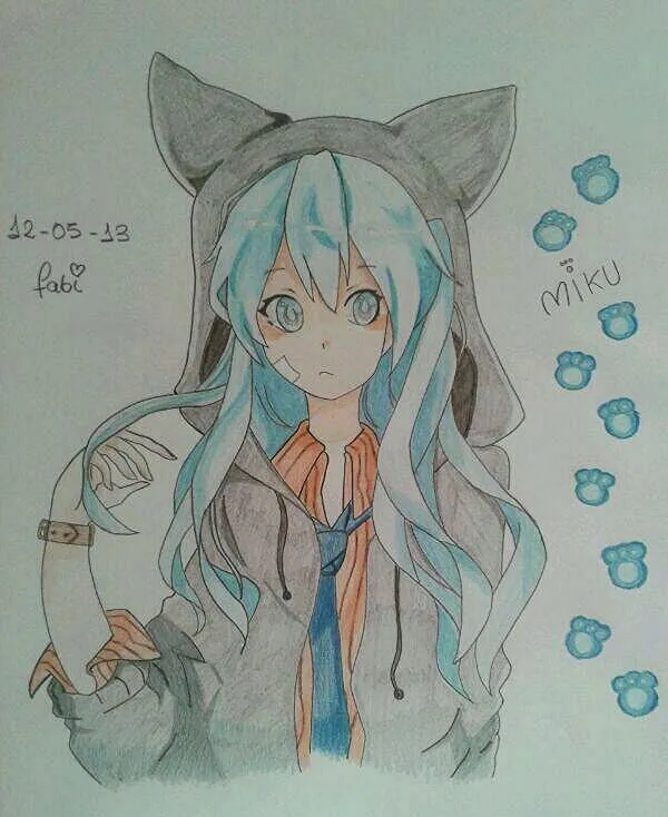 Dibujo Hatsune Miku Neko by FabiolaAguado on DeviantArt Dibujo Hatsune Miku Neko by FabiolaAguado on DeviantArt