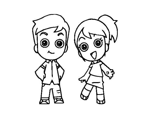 Dibujo de Dos hermanos para Colorear - Dibujos.net Dibujo de Dos hermanos para Colorear - Dibujos.net