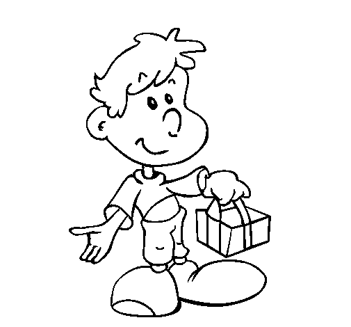 Dibujo de Hijo con un regaldo para Colorear - Dibujos.net