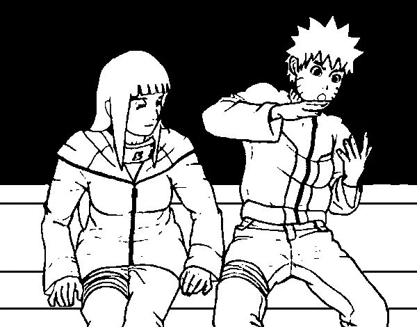 Dibujo de Hinata y Naruto para Colorear - Dibujos.net Dibujo de Hinata y Naruto para Colorear - Dibujos.net