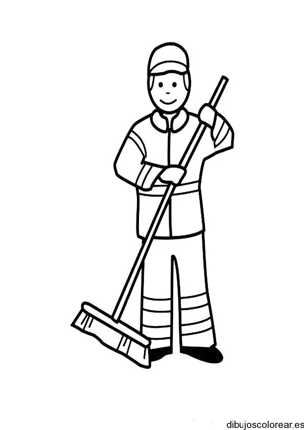 Dibujo de un hombre barriendo | Dibujos para Colorear Dibujo de un hombre barriendo | Dibujos para Colorear
