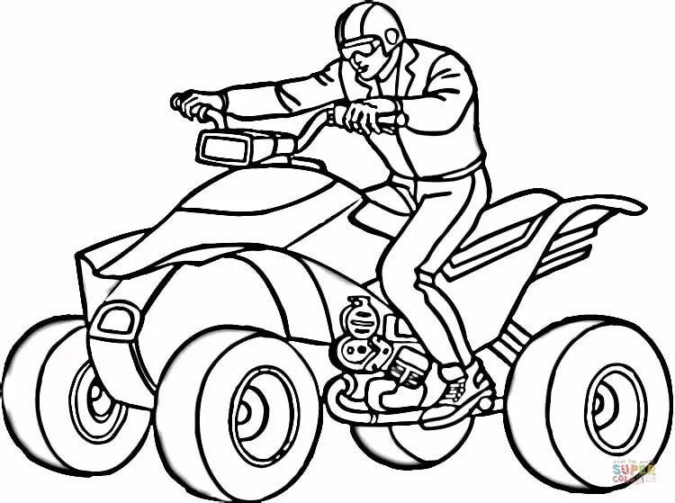 Dibujo de Hombre sobre Cuatriciclo Todo Terreno para colorear ...