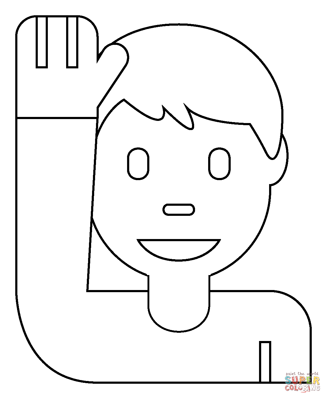 Dibujo de Hombre levantando mano emoji para colorear | Dibujos para colorear imprimir gratis Dibujo de Hombre levantando mano emoji para colorear | Dibujos para colorear imprimir gratis