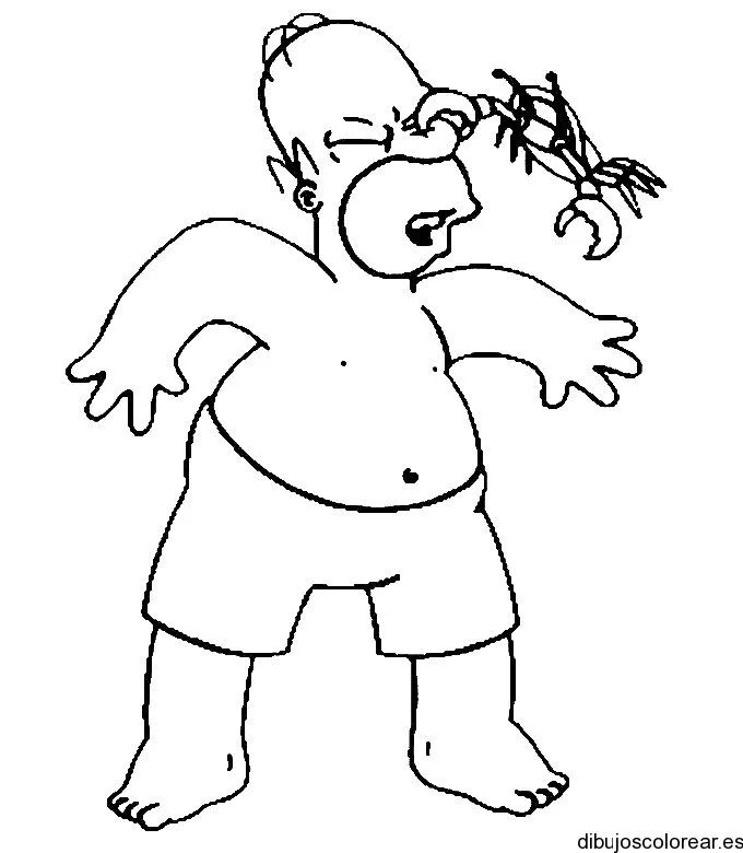 Dibujo de Homero Simpson en la playa | Dibujos para Colorear