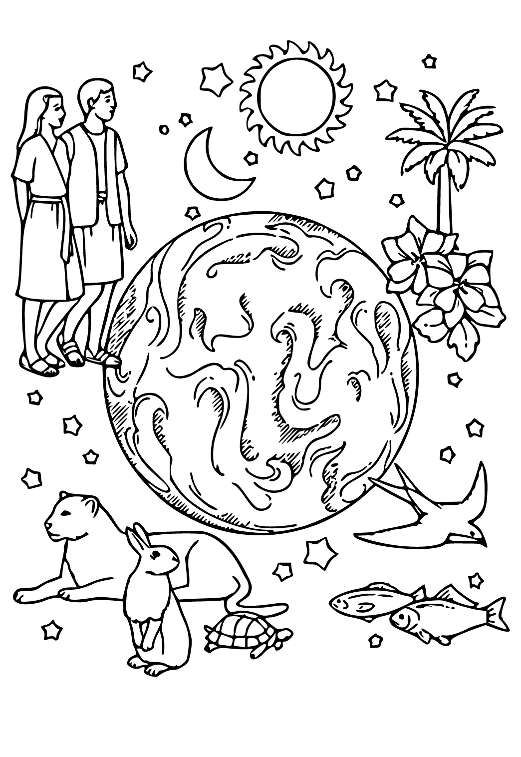Dibujo e Imagen Creación Mundo para Colorear y Imprimir Gratis para Adultos, Niñas y Niños - Babeled.com Dibujo e Imagen Creación Mundo para Colorear y Imprimir Gratis para Adultos, Niñas y Niños - Babeled.com
