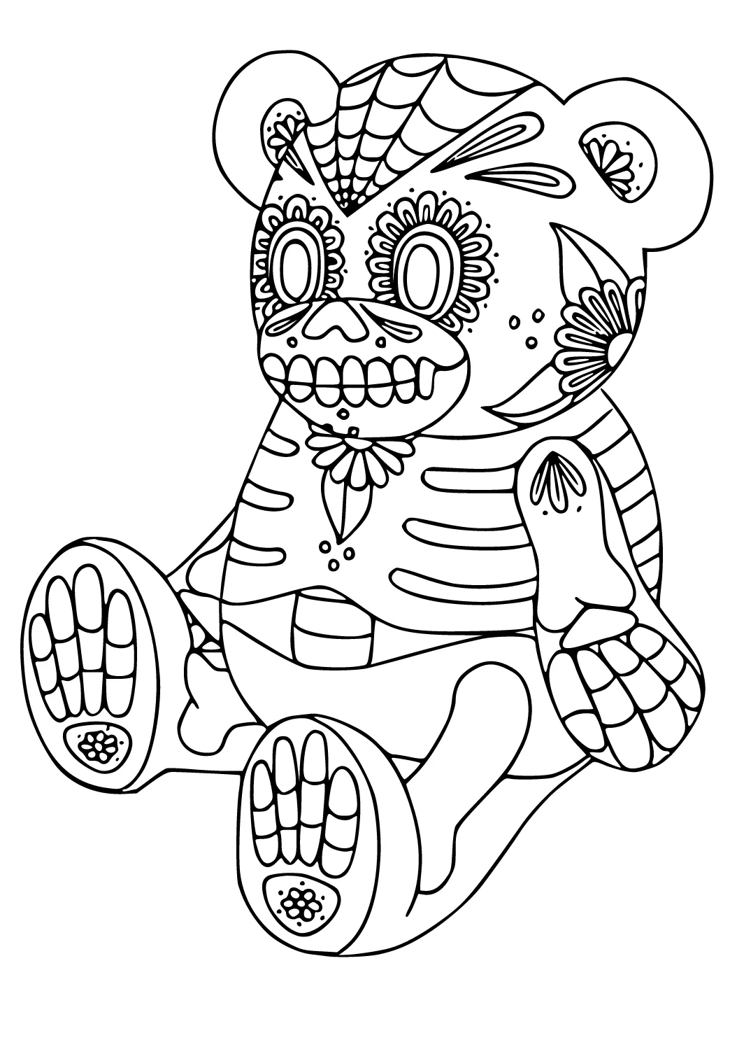 Dibujo e Imagen Dia de los Muertos Oso para Colorear y Imprimir Gratis para Adultos y Niños - Lystok.com Dibujo e Imagen Dia de los Muertos Oso para Colorear y Imprimir Gratis para Adultos y Niños - Lystok.com