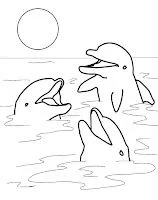 Dibujo para imprimir y colorear de delfines jugando! para niños Dibujo para imprimir y colorear de delfines jugando! para niños