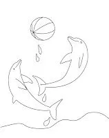 Dibujo para imprimir y colorear de delfines jugando con una pelota ... Dibujo para imprimir y colorear de delfines jugando con una pelota ...