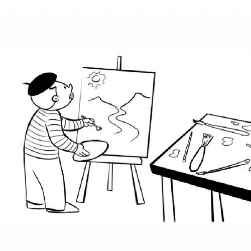 Dibujo para imprimir y colorear de un pintor - Dibujos para ... Dibujo para imprimir y colorear de un pintor - Dibujos para ...