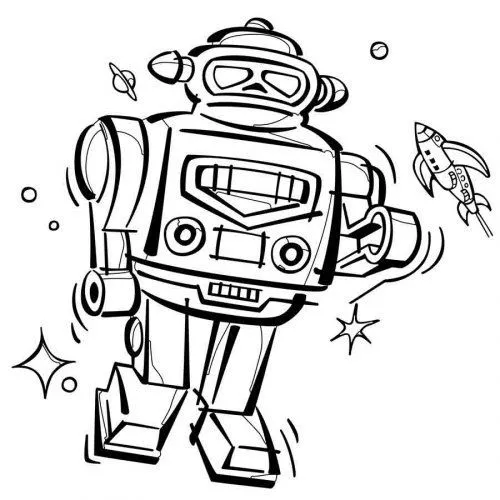Dibujo para imprimir y colorear de un robot espacial - Dibujos ...