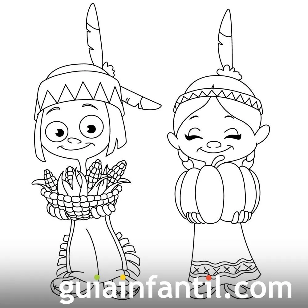 Dibujo de indígenas con ofrendas para colonos Dibujo de indígenas con ofrendas para colonos