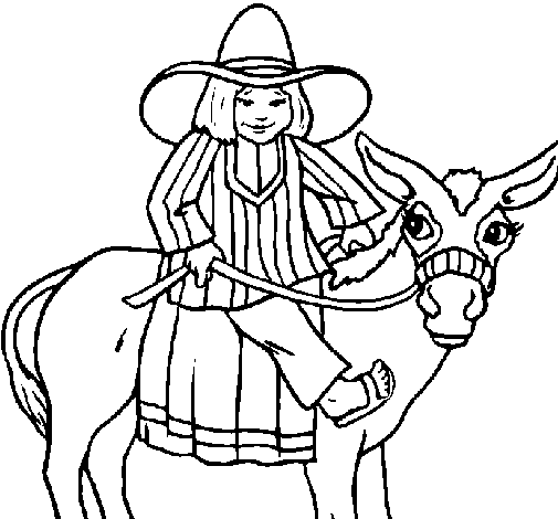Dibujo de Indio montado en burro para Colorear - Dibujos.net Dibujo de Indio montado en burro para Colorear - Dibujos.net