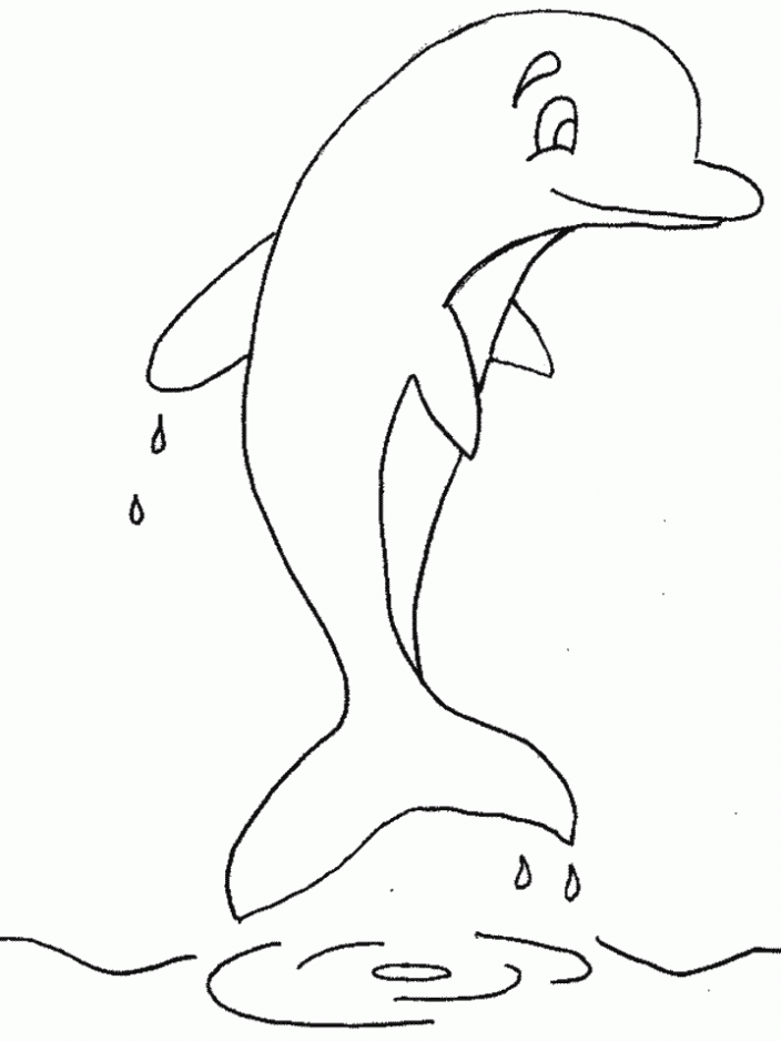 Dibujo infantil de Delfín saltando para colorear Dibujo infantil de Delfín saltando para colorear
