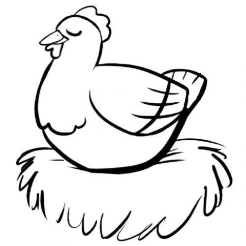 Dibujo infantil de gallina en su nido - Dibujos para colorear de ...