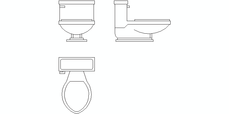 Bloques AutoCAD Gratis de w.c. inodoro, vistas completas