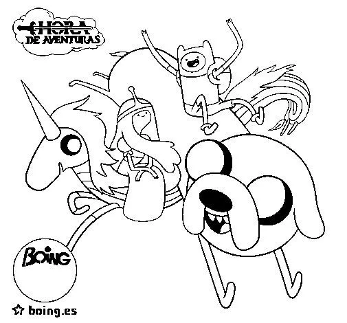 Dibujo de Jake, Finn, la princesa Chicle y Lady Arco Iris para ... Dibujo de Jake, Finn, la princesa Chicle y Lady Arco Iris para ...