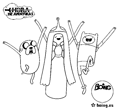 Dibujo de Jake, Princesa Chicle y Finn para Colorear - Dibujos.net Dibujo de Jake, Princesa Chicle y Finn para Colorear - Dibujos.net