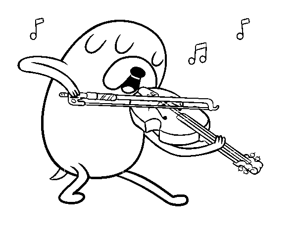 Dibujo de Jake tocando el violín para Colorear - Dibujos.net Dibujo de Jake tocando el violín para Colorear - Dibujos.net