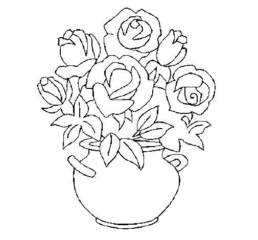 Dibujo de Jarrón de flores 1 para Colorear - Dibujos.net