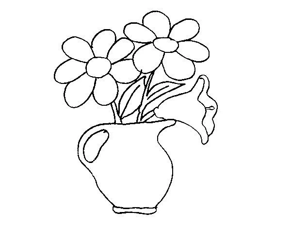 Dibujo de Jarrón con margaritas para Colorear - Dibujos.net Dibujo de Jarrón con margaritas para Colorear - Dibujos.net