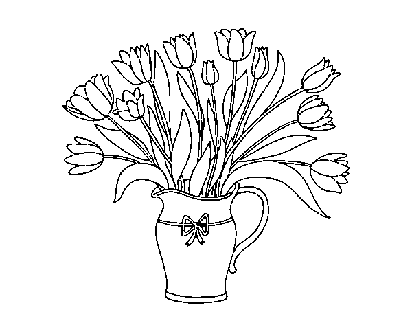 Dibujo de Jarrón de tulipanes para Colorear