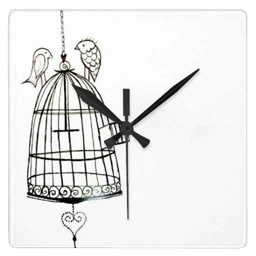 dibujo de la jaula de pájaros relojes | Zazzle