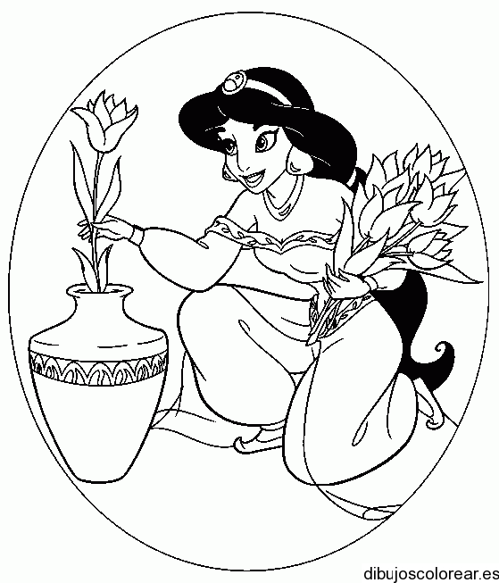 Dibujo de Jazmín con flores | Dibujos para Colorear