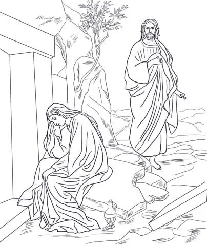 Dibujo de Jesús Aparece ante María Magdalena después de la ... Dibujo de Jesús Aparece ante María Magdalena después de la ...
