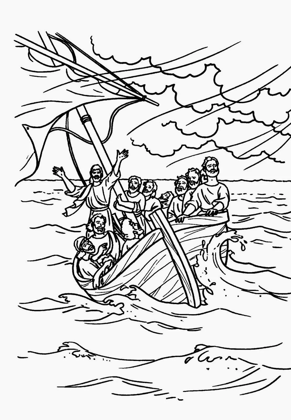 Dibujo de Jesus calma la tempestad para colorear | Imagenes ... Dibujo de Jesus calma la tempestad para colorear | Imagenes ...