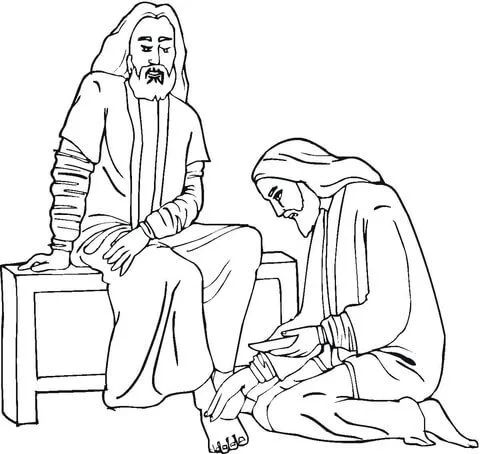 Dibujo de Jesús lava los pies para colorear | Dibujos para ... Dibujo de Jesús lava los pies para colorear | Dibujos para ...