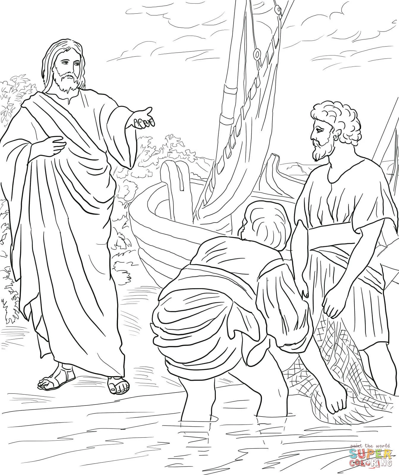 Dibujo de Jesús llama a los primeros discípulos para colorear | Dibujos para colorear imprimir gratis Dibujo de Jesús llama a los primeros discípulos para colorear | Dibujos para colorear imprimir gratis