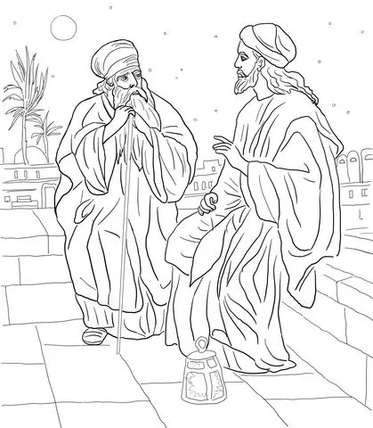 Dibujo de Jesús y Nicodemo para colorear | Dibujos para colorear ...