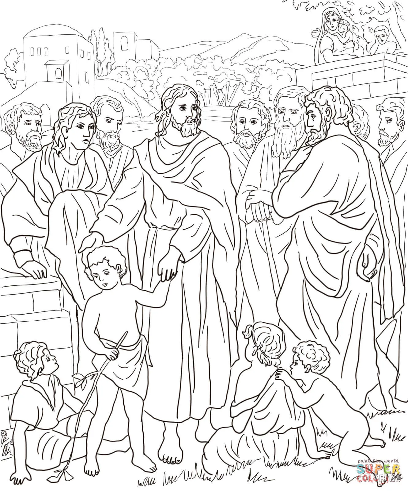 Dibujo de Jesús con Niños para colorear | Dibujos para colorear imprimir gratis Dibujo de Jesús con Niños para colorear | Dibujos para colorear imprimir gratis